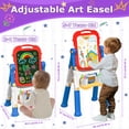 thumbnail image 3 of Sunforu Double-Sided Magnetic Kid Art Easel, Complete Drawing Station with Whiteboard and Chalkboard, Height-Adjustable, Blue, 3 of 9