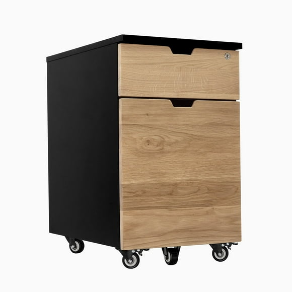 Desky Classeur Minimal en Bois - Chêne Noir / Bois Franc Blanc