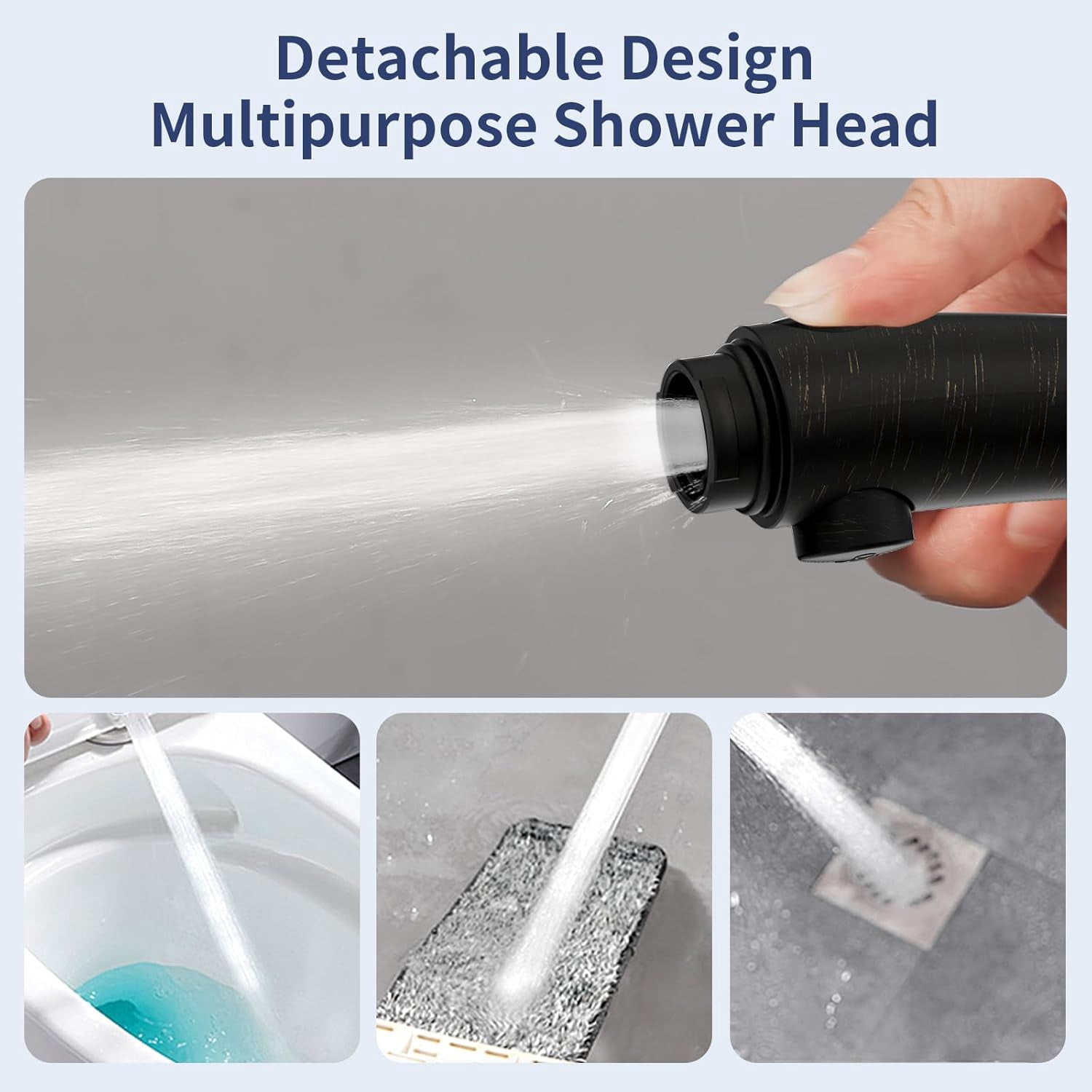 High Pressure Shower Head with Pause Button, 3 Spray Modes Shower Head for RV Camper, Water Saving On Off Shower, Handheld Shower Head with Hose and Holder (Oil-Rubbed Bronze)
