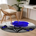thumbnail image 4 of Round Rugs 4Ft, Blue Rose Round Area Rug Washable Indoor Throw Carpet, Flower Raindrops Butterfly Grey Art Soft Non Slip Circle Rug for Kitchen Nursery Room Home Decor Aesthetic, 4 of 8