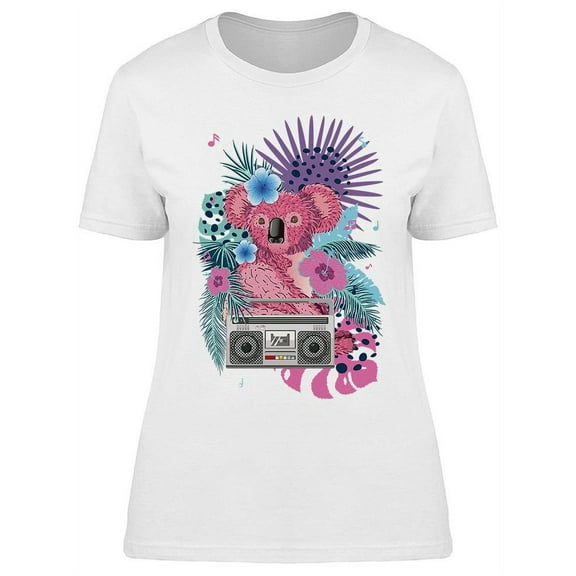 Pink Koala Bear With Boombox T-Shirt Women -Image by Shutterstock, Female Small