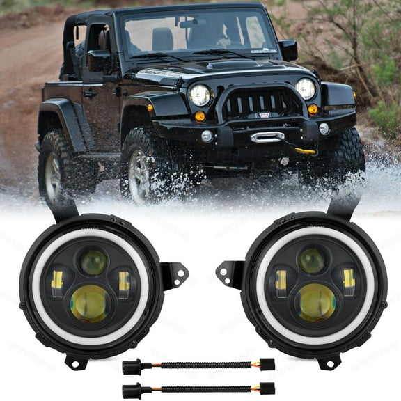 7 Inch Led Headlights Halo Angel Eyes DRL Amber Turn Signal Lights DOT Approved