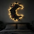 thumbnail image 4 of SMKE Lighted Halloween Wreath,Glowing Moon for Front Door,Gothic Wreath with LED Accents Cat Silhouette,Porch Window Halloween Decor,Lighted Wreath LED Wreath Glowing Halloween Decor,Black 13.78in, 4 of 5
