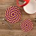 thumbnail image 2 of SKYSONIC Halloween Spiral Yellow Purple Pot Holders Trivets, 2 Pcs Heat Resistant Trivets, Cotton Thread Weave Mats for Hot Pads Pans Pot Bowl Teapot for Kitchen Decor, 2 of 7