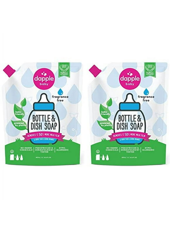 Dapple Baby, Bottle and .. .. Dish Liquid Refill .. Dish .. Soap Plant .. Based Hypoallergenic, .. Fragrance .. Free, (Pack of .. .. 2) 68.0 Fl Oz ..