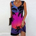 thumbnail image 2 of Pisexur Robes d'Été pour Femmes Décontractées Hawaïennes à Fleurs Robe de Plage Col Rond Sans Manches Mode Bohème Robe de Plage à Fleurs Robe d'Été Robe Trapèze P-2TG, 2 of 5