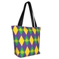 thumbnail image 2 of Gaeub Mardi Gras Printed Tote Bag Grocery Bag Reusable Shoulder Bag with Zip for School Kitchen Park DIY, 2 of 9