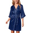 thumbnail image 2 of Frostluinai Silk Robes for 5-14 Years Short Kimono Robes Solid 3/4 Sleeve Knee Length Bathrobes for Spa Wedding Birthday Party, 2 of 9