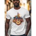 thumbnail image 2 of Flower Guitar City Men's T Shirts T-Shirt for Men Crew Neck Tees Cotton Tops, White, M, 2 of 7