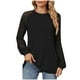 thumbnail image 3 of Top de encaje,Camiseta de manga larga para mujer, cuello redondo, informal, 100 % poliéster, color liso, ideal para uso diario y en casa, sopatenor, 3 of 8