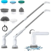 Leebein Electric Spin Scrubber, Cordless Brush with 8 Replaceable Brush Heads,Shower Cleaning Scrub for Bathroom & Floor Tile ,White