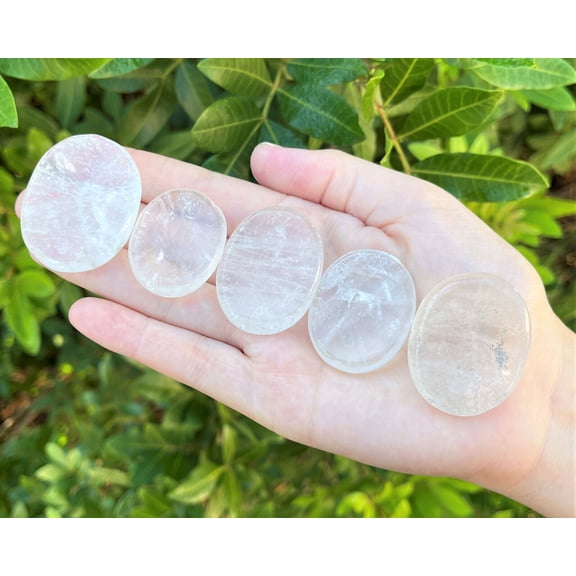 Clear Quartz Worry Stone (Smooth Polished Pocket Stone, Clear Quartz Palm Stone)