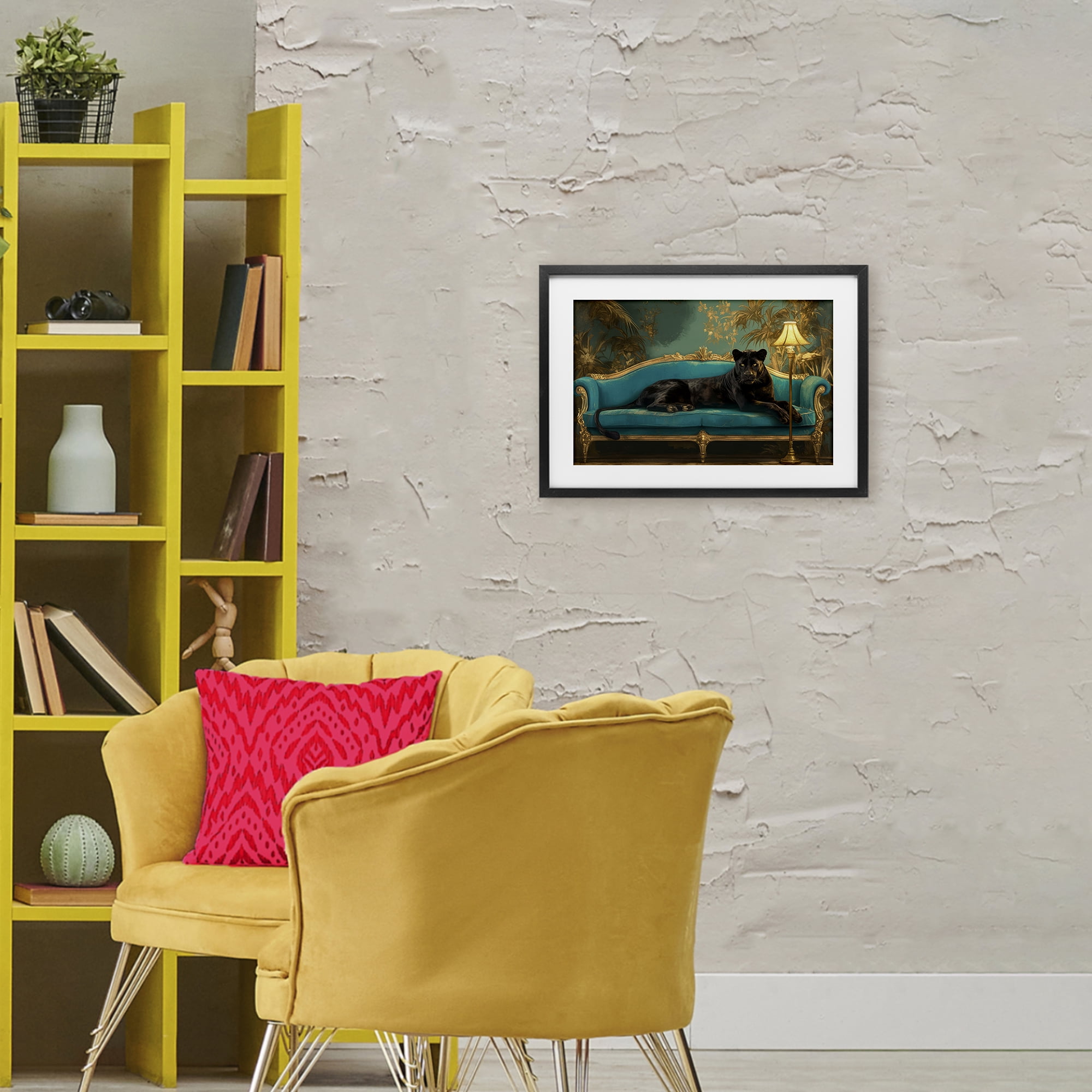 Stupell Industries Exotic Lounging Panther Black Framed Print Under Glass, design by Tina LeCour