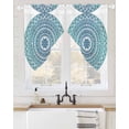 thumbnail image 2 of Turquoise Boho Swag Valances for Windows, Retro Ethnic Teal Geometric Aesthetic Rod Pocket Sheer Valances for Large Windows, Swag Toppers Light Filtering for Kitchen Living Room 2 Panels 36''x63'', 2 of 6