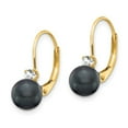 thumbnail image 2 of Primal Gold 14 Karat Yellow Gold 6-7mm Black Freshwater Cultured Pearl AA Diamond Leverback Earrings, 2 of 4