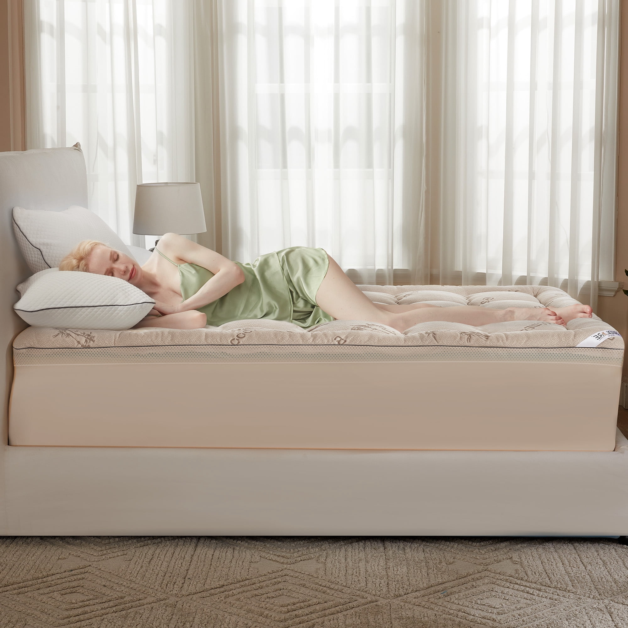 BEDLORE Mattress Topper Twin Size, 2" Gel Memory Foam Plus 2" Plush Pillow Top Pad, 4 " Mattress Pad Cover for Back Pain
