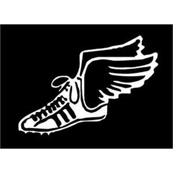 Chase Grace Studio Tennis Shoe With Angel Wings Track Runner Vinyl Decal Sticker|WHITE|Cars Trucks SUV Laptops Wall Art|5.5" X 4"|CGS155