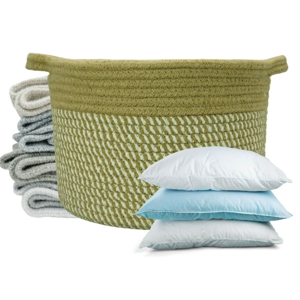 Planterist Cesta Organizadora Mediana Tejida – Algodón Lavable, Plegable y Portable – Multiusos 30x18.5 cm para Almacenaje, Decoración y Ropa Sucia (Navojoa)