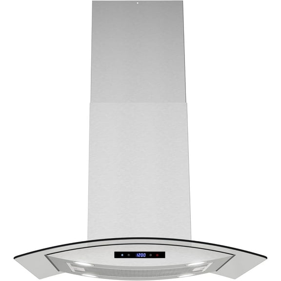 Streamline 30 in. Merone Ducted Island 350 CFM Range Hood in Brushed Stainless Steel with Mesh Filters, Touchpad Control, LED Lights