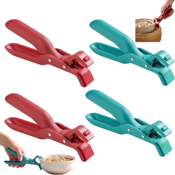 4PCS Hot Plate Gripper Tongs,Multi-Function Anti-Scald Bowl Clip,Silicone Non-Slip Hot Dish Plate Holder Tongs,Kitchen Silicone Anti Slip Clip,Kitchen Utensil for Bowls,Dishes-Microwave&Oven Safe