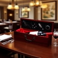 thumbnail image 2 of Wood Wine Box with Handle, Wooden Wine Bottle Box, Gift Box for Wine Bottle, Includes Corkscrew and Pourer, Ideal for Luxury Gifting and Safe Wine Shipping, 2 of 5