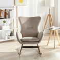 thumbnail image 2 of Nursery Rocking Chair for Baby Toddler Kids, Modern Velvet Fabric Upholstered Recliner Chair Rocker Chair with High Backrest & Armrest, Accent Chair Lounge Armchair for Living Room Bedroom, Beige, 2 of 7