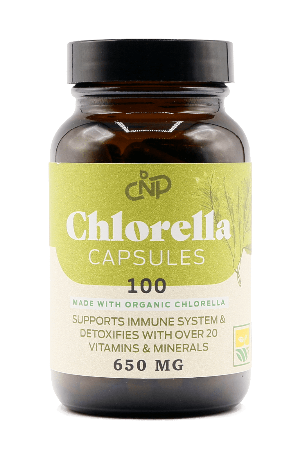 Organic Chlorella Capsules 650mg Sun Dried Capsules 100 Powder Pills