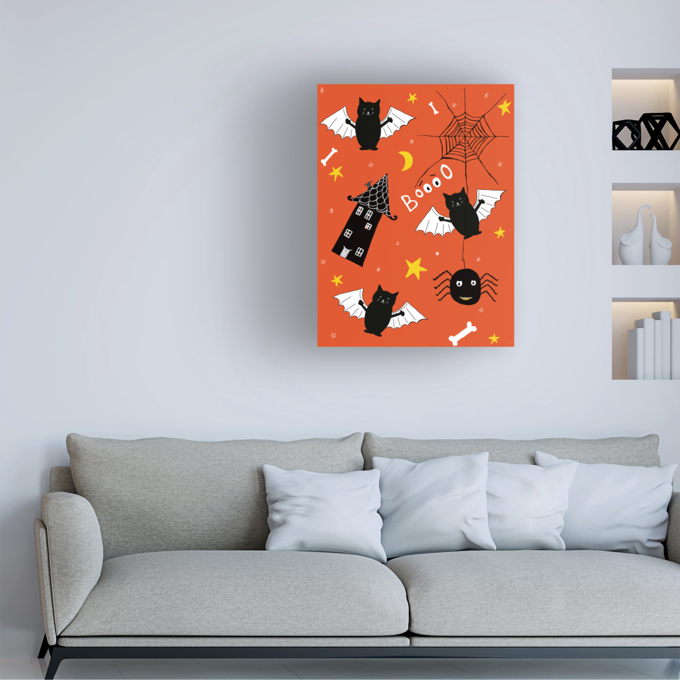 Canvas Wall Art - HUE and MI and Sangita 'Cats Gone Batty' Wall Art for Living Room, Bedroom, or Office Décor by Trademark Fine Art - 18 x 24 Inches