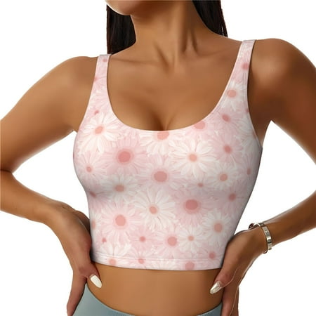 Jgfou Chrysanthemum Print Womens Sports Bra - Padded Workout Sports Bras Crop Tank Top