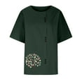 thumbnail image 5 of Azrian Plus Size Blouses Women's Fashion Summer Round Neck Leisure Short Sleeve Printed Buttons Tops Clearance Sale, 5 of 5