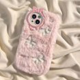 thumbnail image 3 of Cute Embroidery Bow Plush Phone Case For iPhone 15 14 11 12 13 Pro Max Drop Protection Cover FJH, 3 of 6