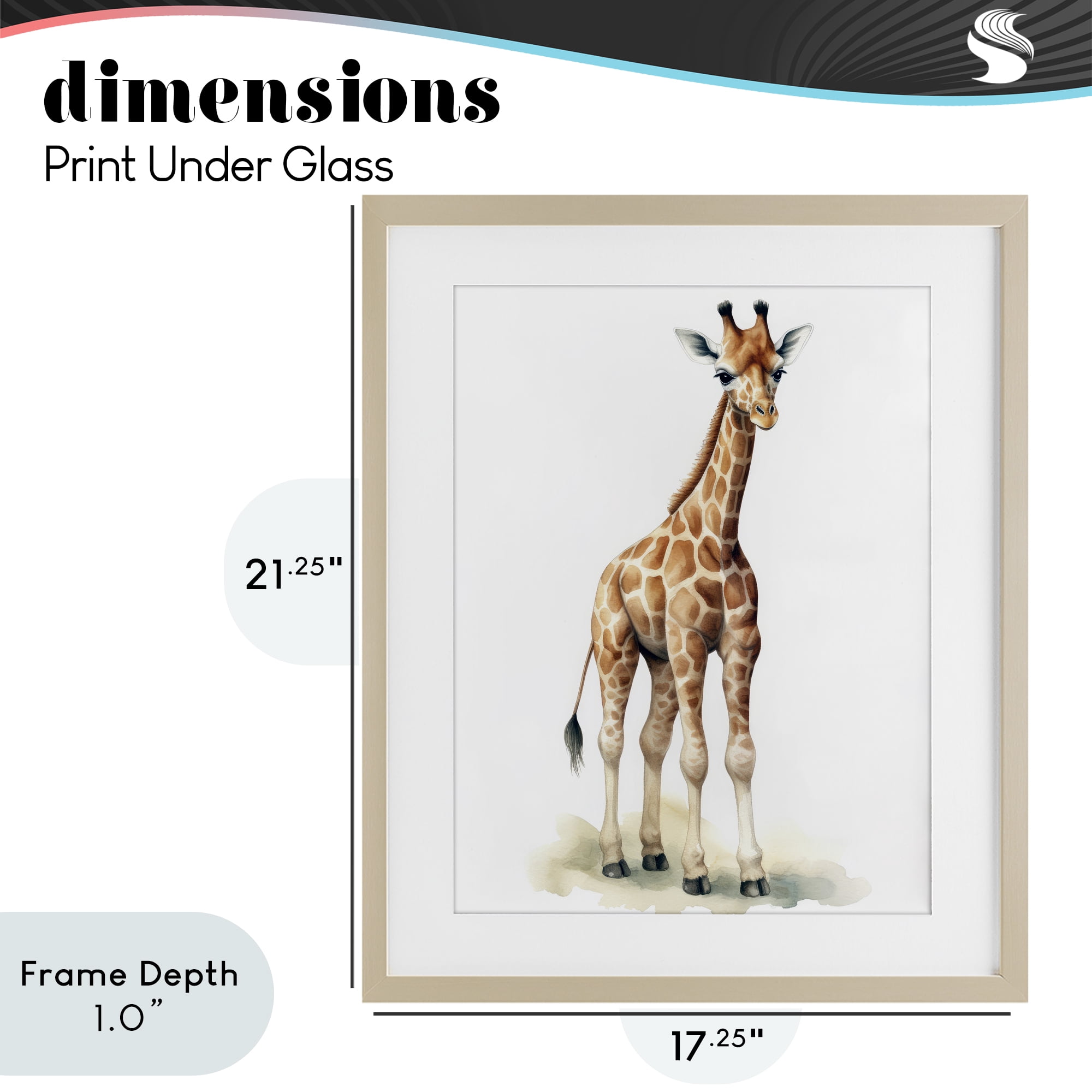 Stupell Industries Eloise Long Legs Giraffe Birch Framed Print Under Glass, design by Ray Powers