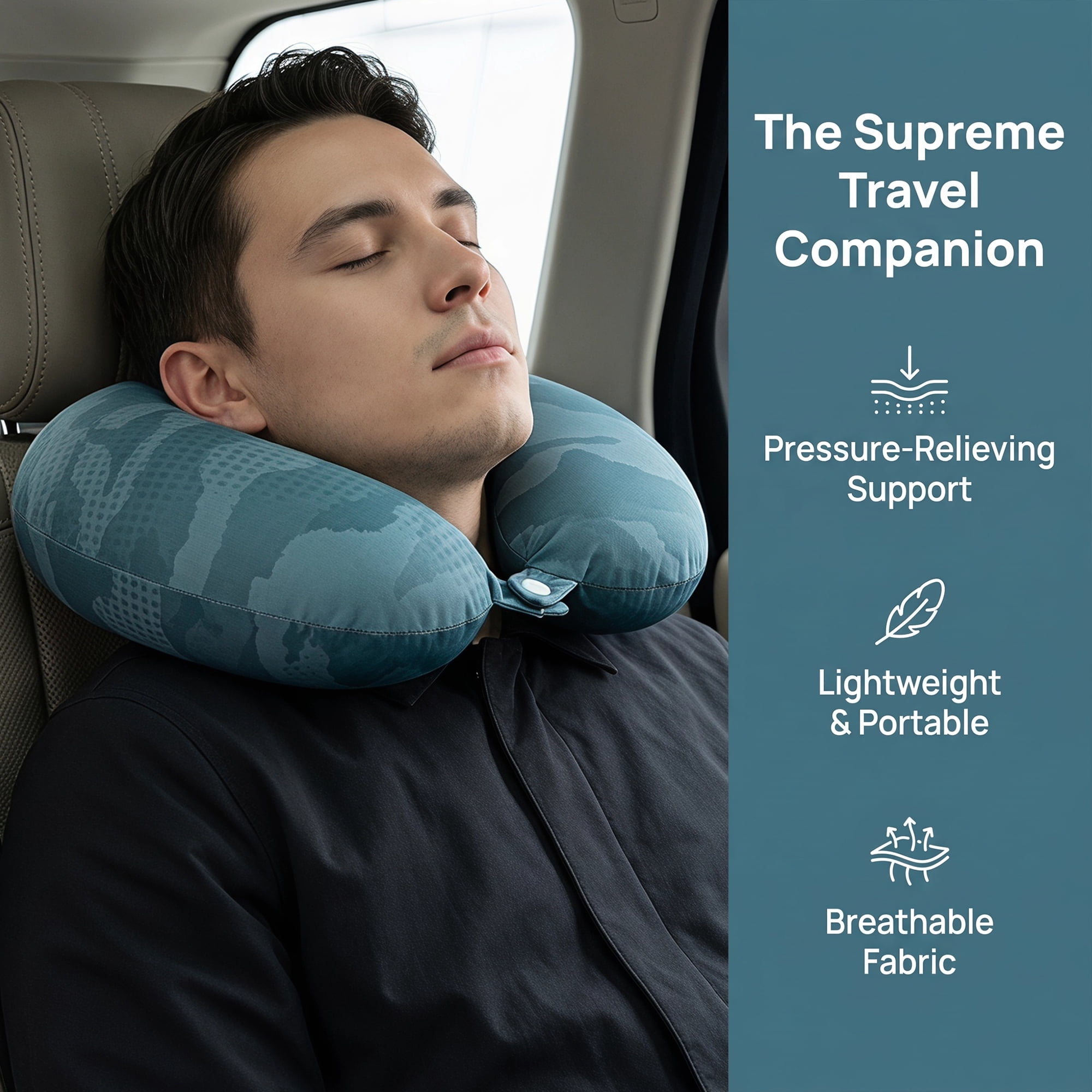 Unique Bargains Memory Foam Travel U Shape Neck Pillow with Buckle Green 12"x12"x4"