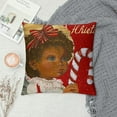 thumbnail image 2 of CMMY  Black Santa  Christmas Pillow Covers Set of , Black African American Claus Girl Decorative Holiday Throw Pillow Case Cushion Cover  for Indoor Sofa Couch Xmas Decor, 2 of 5