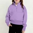 thumbnail image 2 of Dezsed Middle Big Girls Sweatshirt Half Zip Solid Crew Neck Sweatshirt Long Sleeve Pullover Crop Kids Fleece Sweatshirts 11-12 Years Purple, 2 of 9