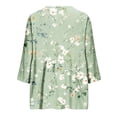 thumbnail image 5 of Axiiglly Linen Tops for Women Floral Print 3/4 Sleeve V Neck Button Down Peplum Summer Blouses, Gifts for Mom, S-2XL, 5 of 5