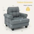 thumbnail image 2 of Barara King Accent Armchair, Single Sofa Chair, Mid-century Modern Accent Armchair Tufted Linen Club Chair-Gray, 2 of 6