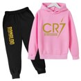 thumbnail image 3 of Conjunto de 2 piezas de sudadera y pantalones CR7 de ídolo de fútbol de primavera y otoño para niños, adecuado para deportes, ocio, moda, chándales para niños y niñas, 3 of 5