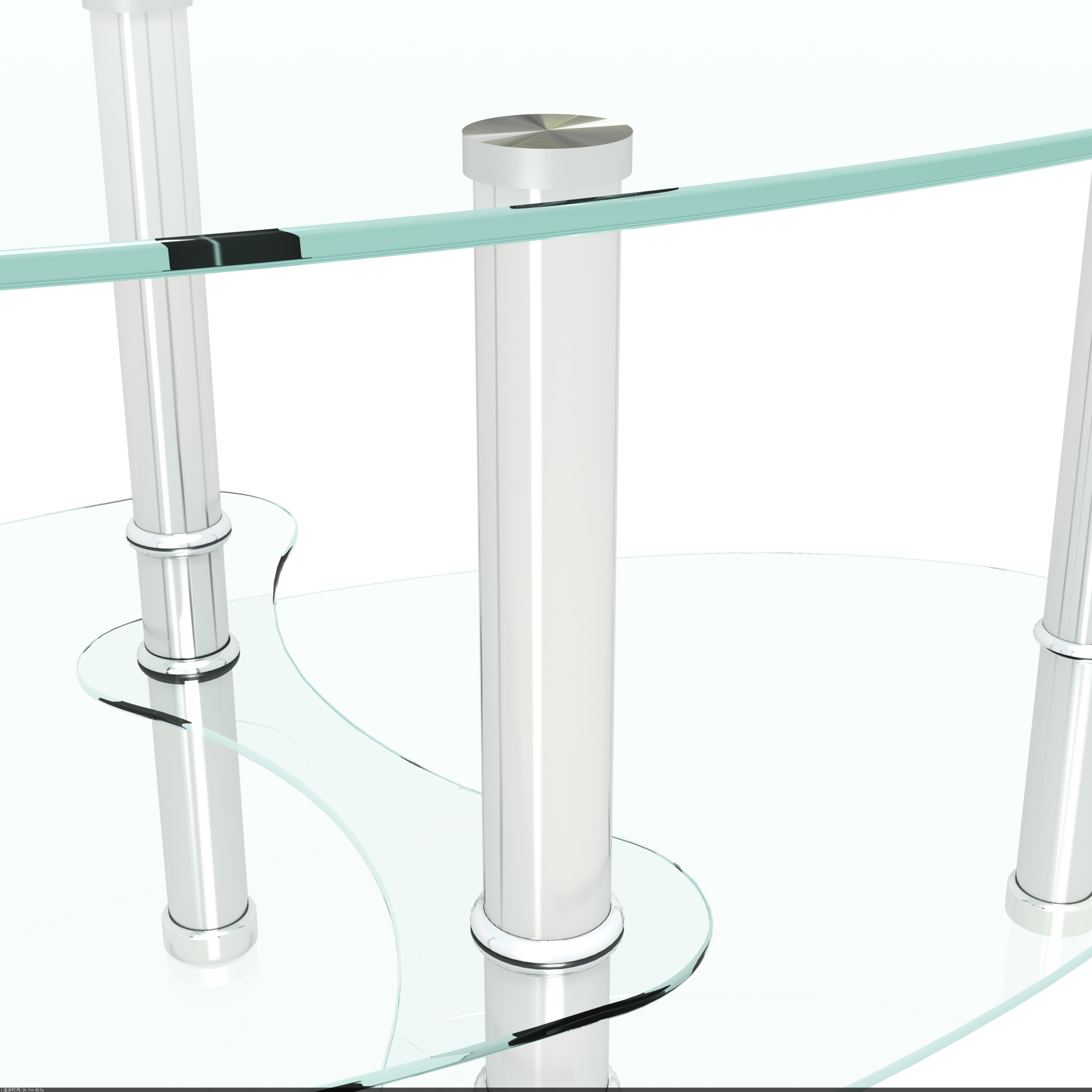 MAYEERTY Transparent Oval Glass Coffee Table – 3-Layer Modern Tea Table with Stainless Steel Legs