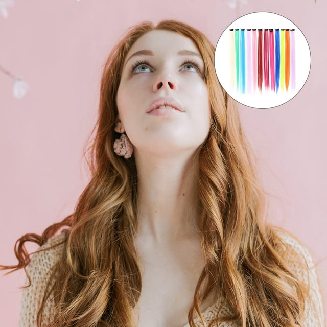 unbranded Straight Hair Extensions 24Pcs Assorted Color 55.00X1.00X1.00cm High Temperature Wire For Women