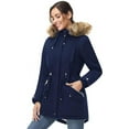 thumbnail image 5 of Women Winter Parka Coat, Windproof Women Winter Coat Fleece Lined Long Parka with Faux-Fur Hood (Navy, Medium), 5 of 8