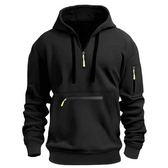 Bainana Men'S Half Zip Hoodie Long Sleeve Comfortable Hoody Solid Color Hooded Shirts Casual Wear Fall Outfit Size L