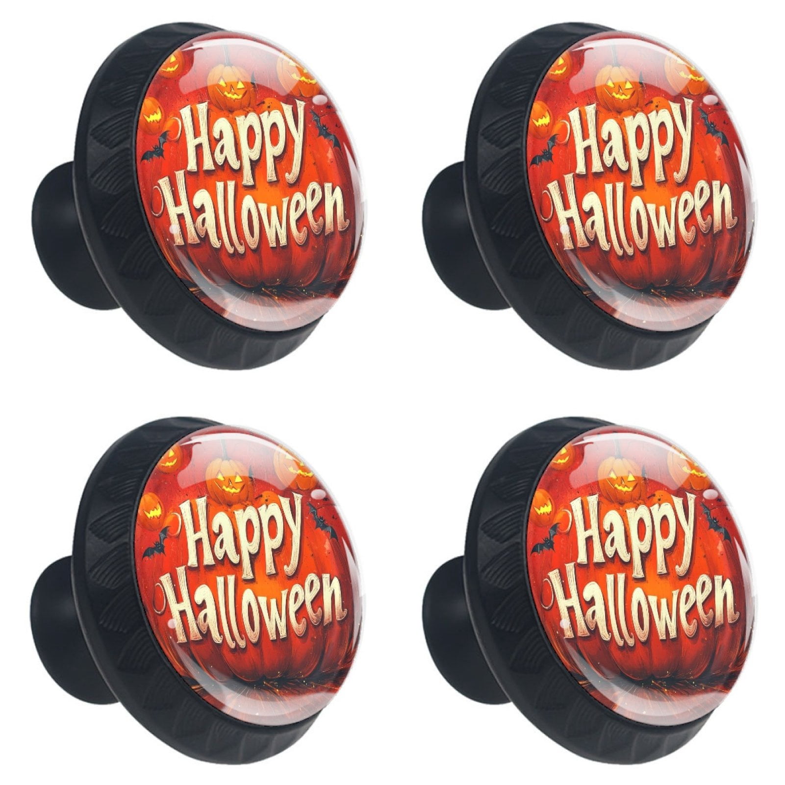 4 Pcs Happy Halloween Knobs for Kitchen Cabinet Cupboard Dresser Bookcase Drawer Pulls Handles Round Home Decor
