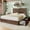 Brown, variant on Merluxy Full Size Farmhouse Bed Frame with Headboard, Wooden Storage Bedroom Furniture, White
