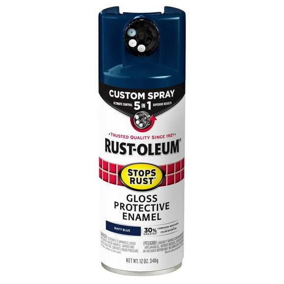 Rust-Oleum 376904 Stops Rust Custom Spray 5-in-1 Spray Paint, 12 oz, Gloss Navy Blue