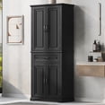 thumbnail image 3 of 72" Tall Bathroom Storage Cabinet with Doors and Drawer, Freestanding Floor Cupboard with Storage Rack and Adjustable Shelf for Living Room, Black, 3 of 8