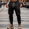 thumbnail image 4 of Men's Fleece Sweatpants with Pockets Casual Winter Joggers Drawstring Elastic Waistband Cargo Sweatpants, 4 of 4