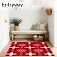 thumbnail image 3 of ODIKA 4'x6' Machine Washable Non-Slip Area Rug, Festive Tartan Checkered with Nordic Snowflake Motifs High Traffic Rug with Pad, Red, 508411, 3 of 8