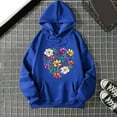 thumbnail image 2 of Wang6 Black Oversized Graphic Hoodies for Womens Loose Fit Floral Printed Pullovers Sweatshirts Teen Girls Trendy Fall Long Sleeve V Neck Tops with Pocket Blue S, 2 of 3