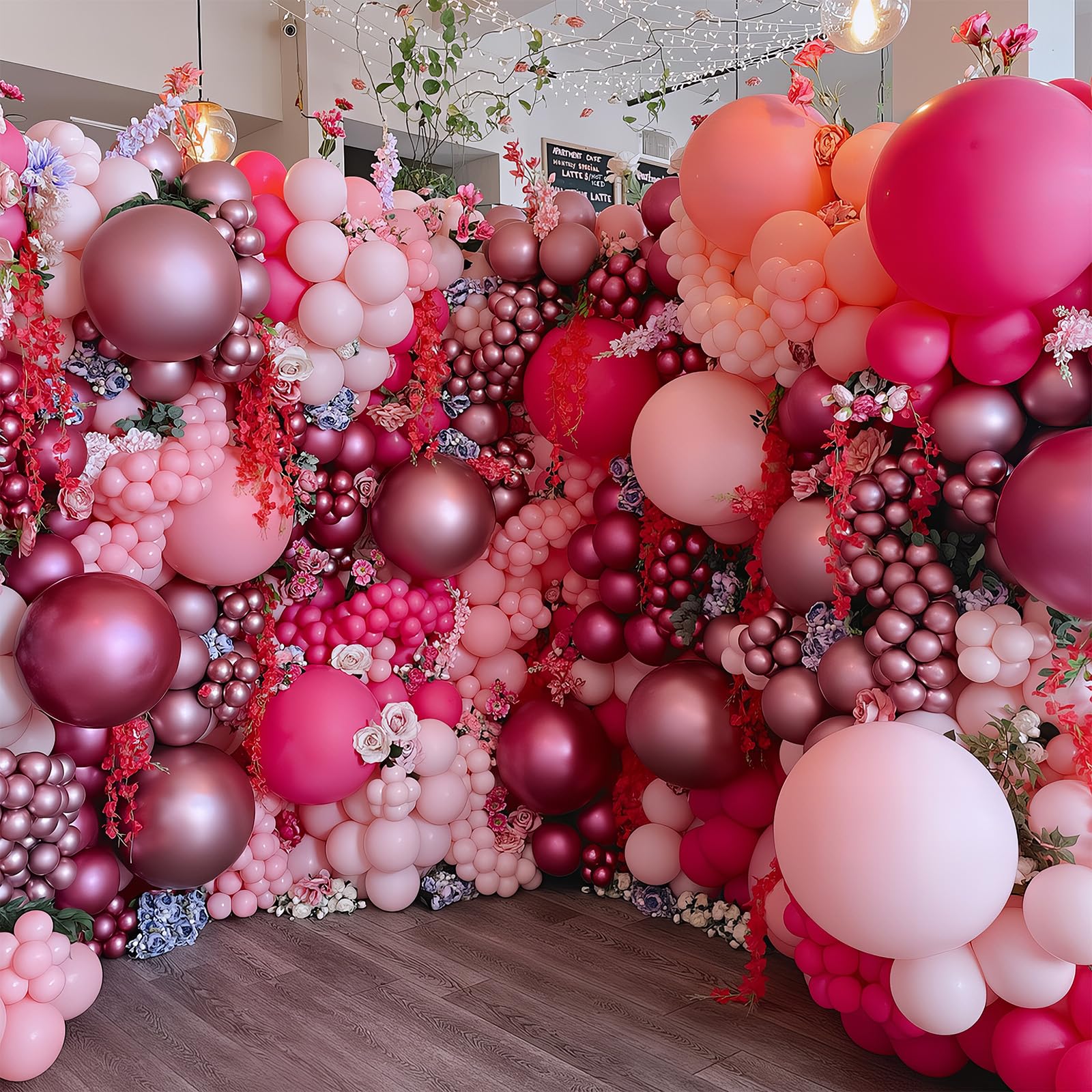 Pink Balloons Set 12 Inch Hot Dark Magenta Light Pastel Pink Metallic Latex Helium Balloon for Girls Baby Shower Princess Wedding Birthday Party Decorations